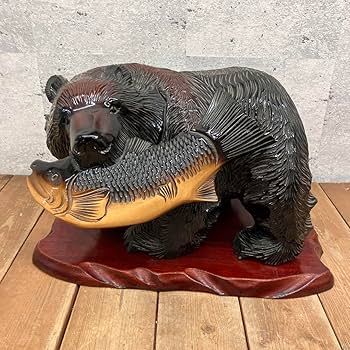 北海道の木彫り熊　迫力の吠え熊　約40㎝　台座付　北海道　伝統工芸品 北海道の木彫り熊 迫力の吠え熊 約40㎝ 台座付 北海道 伝統工芸